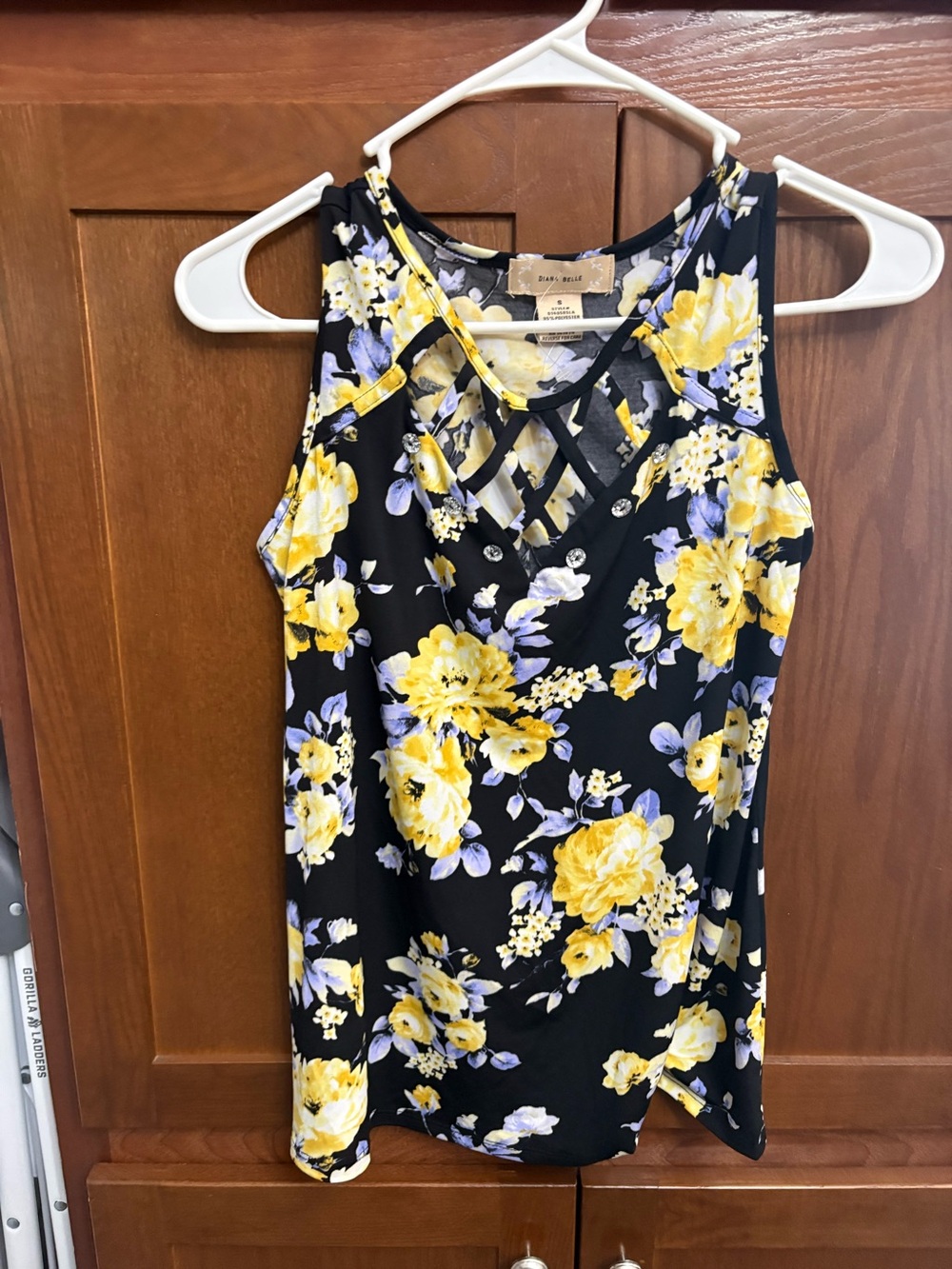 Diana Belle Floral Top - Black with Yellow Accents